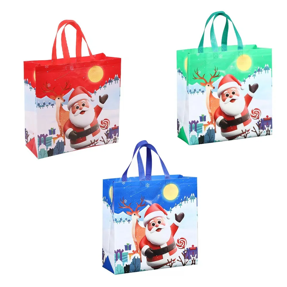 Customized ECO Reusable Christmas Gifts Non Woven Bag for Shopping Custom Gift Bags with logo Beautiful Christmas Gift Bags