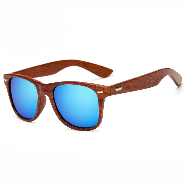 Wood Pattern Plastic PC Frame Sunglasses High Quality Custom Logo Wooden Temple Sun Glasses With Rivet Gafas De Madera