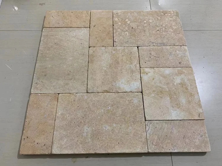 Cheap price Outdoor Natural Stone Beige tumbled garden Non-Slip  limestone paving stone