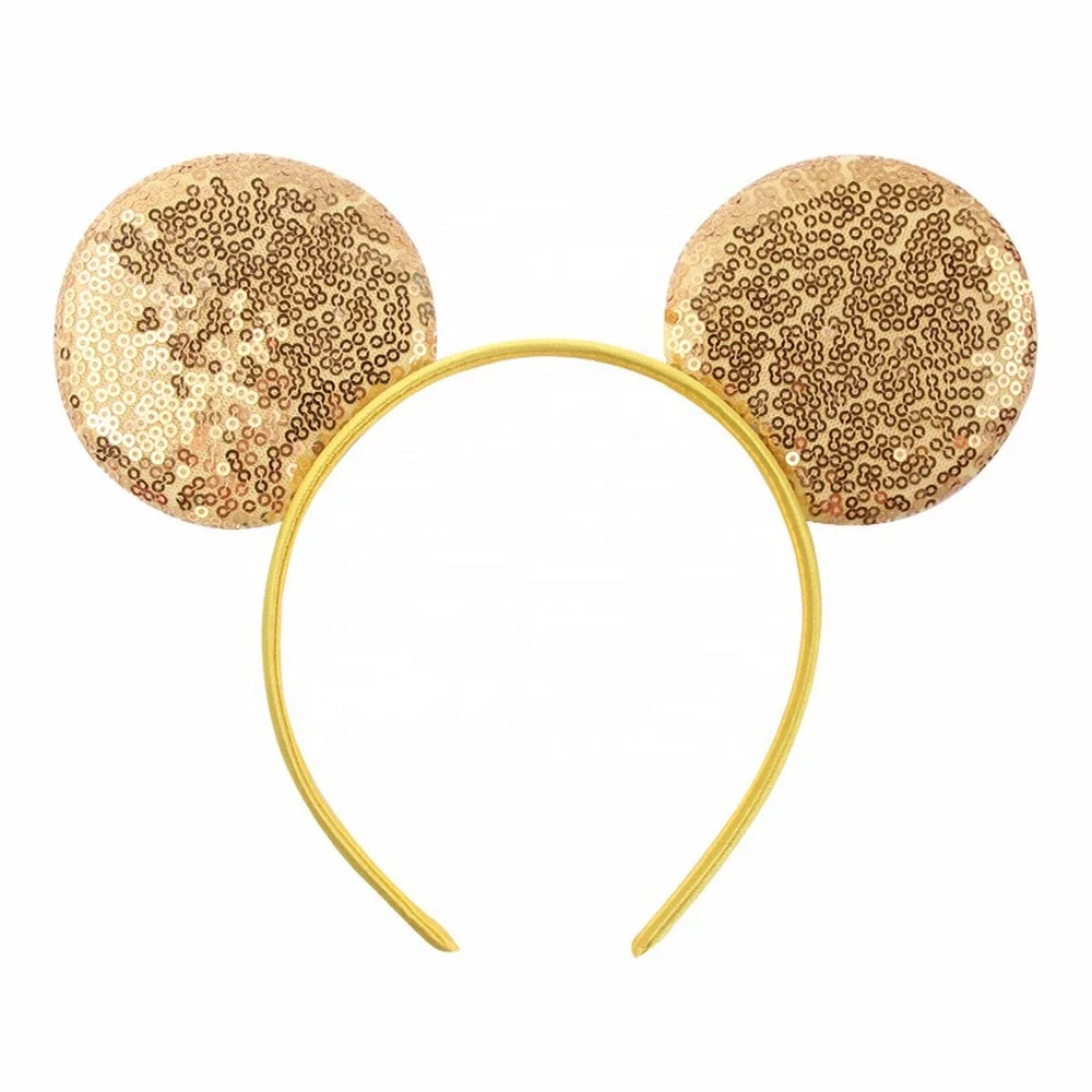 Custom Wholesale Fashion Hair Hoop Sequin Mouse Ears Baby Girls Hair Band For Travel Birthday Party