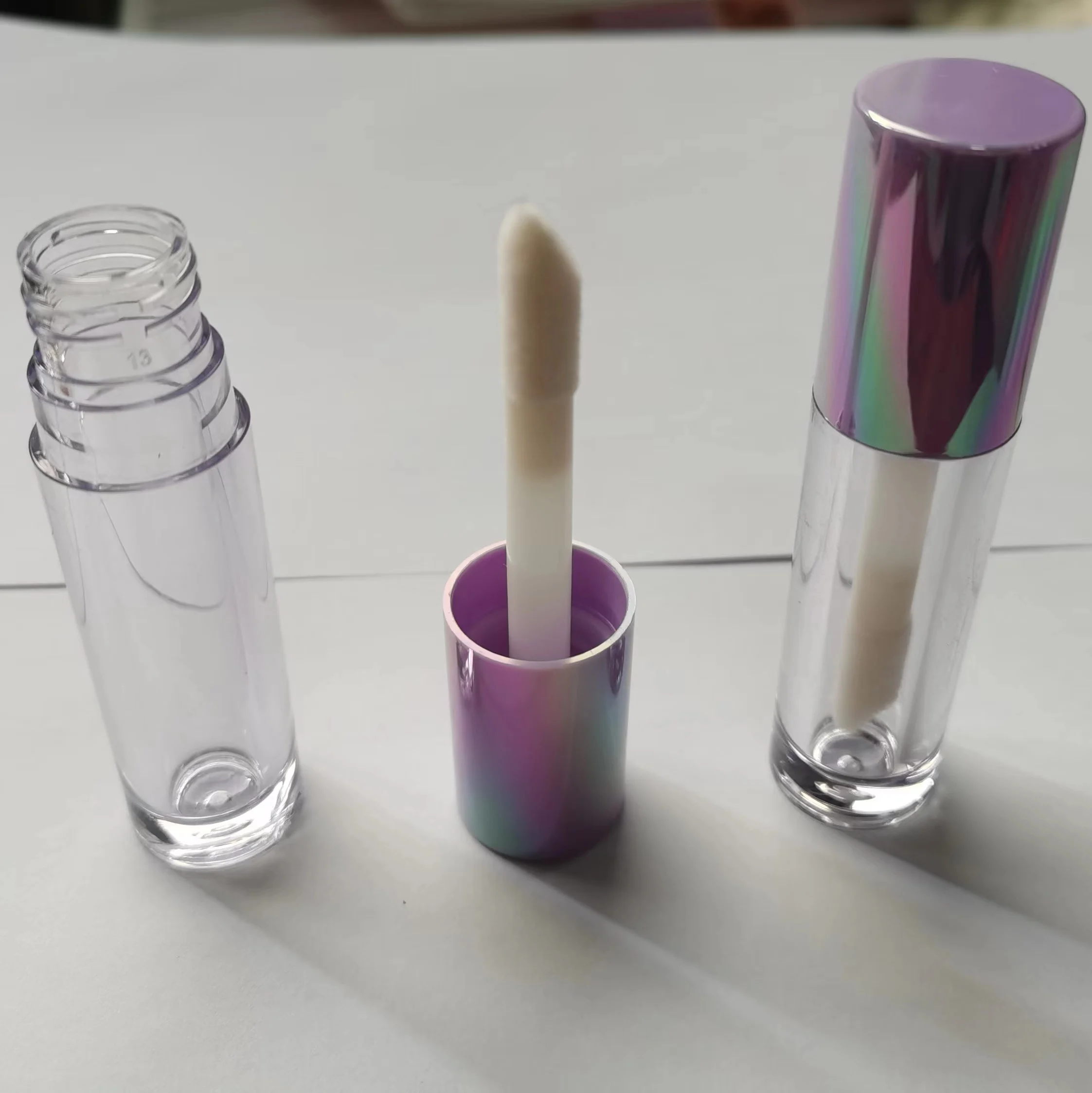 Lip Gloss Tube Empty With Gold Collar Purple Metallization Cap Custom LipGloss Tubes Hot Sale Transparent bottle