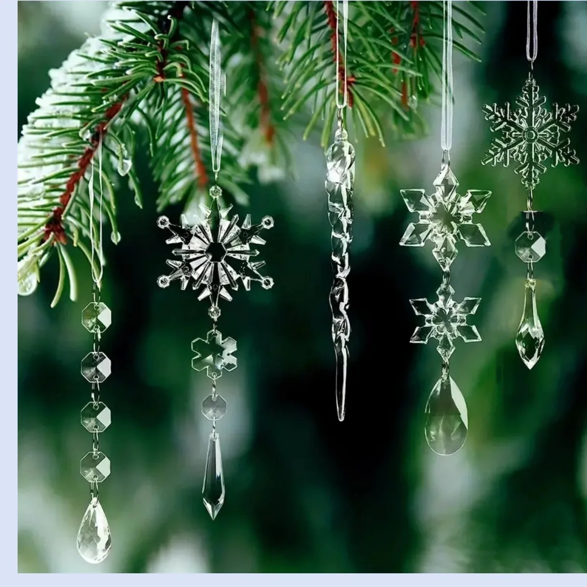Christmas Crystal Christmas Tree Decoration 2024 New Year Party 10pcs Acrylic  Christmas Tree Hanging Pendants
