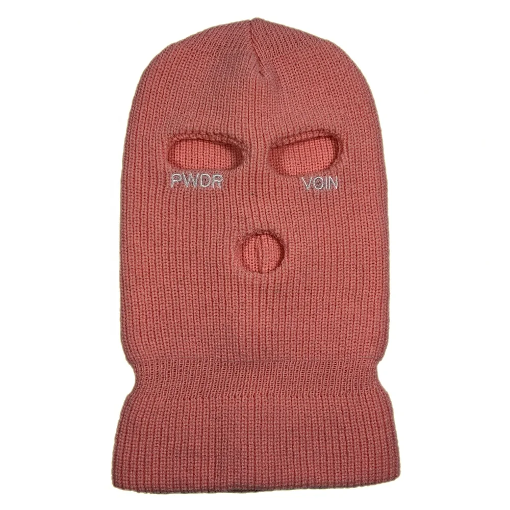 OEM winter 3 hole balaclava ski mask custom logo embroidery earflap full face beanie hat