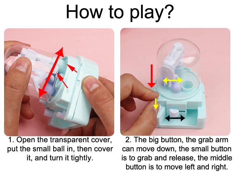 Simulation Small Catching Candy Clips Machine Interactive Manual Mini Educational Boys Girls Desktop Toys