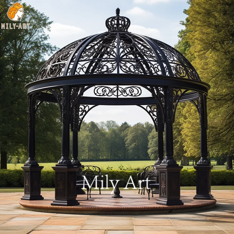 Hot Sale Outdoor Garden Large Metal Pavilion with Iron Dome Cast Iron Gazebo