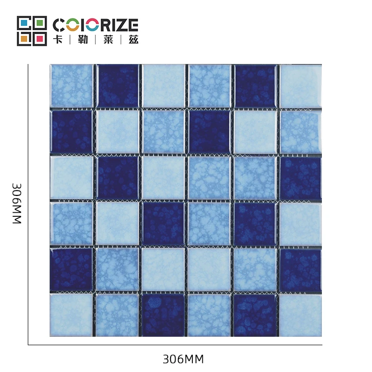 Цветная мозаичная плитка для бассейна из голубого фарфора, высокое качество, фабрика Фошань, разнообразные квадратные фарфоровые плитки для бассейна