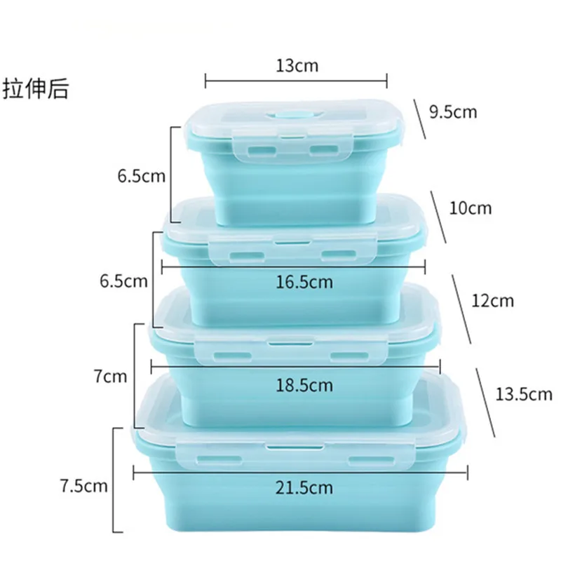 
Silicone fresh-keeping lunch box retractable silicone folding portable travel silicone lunch box 4-piece set 