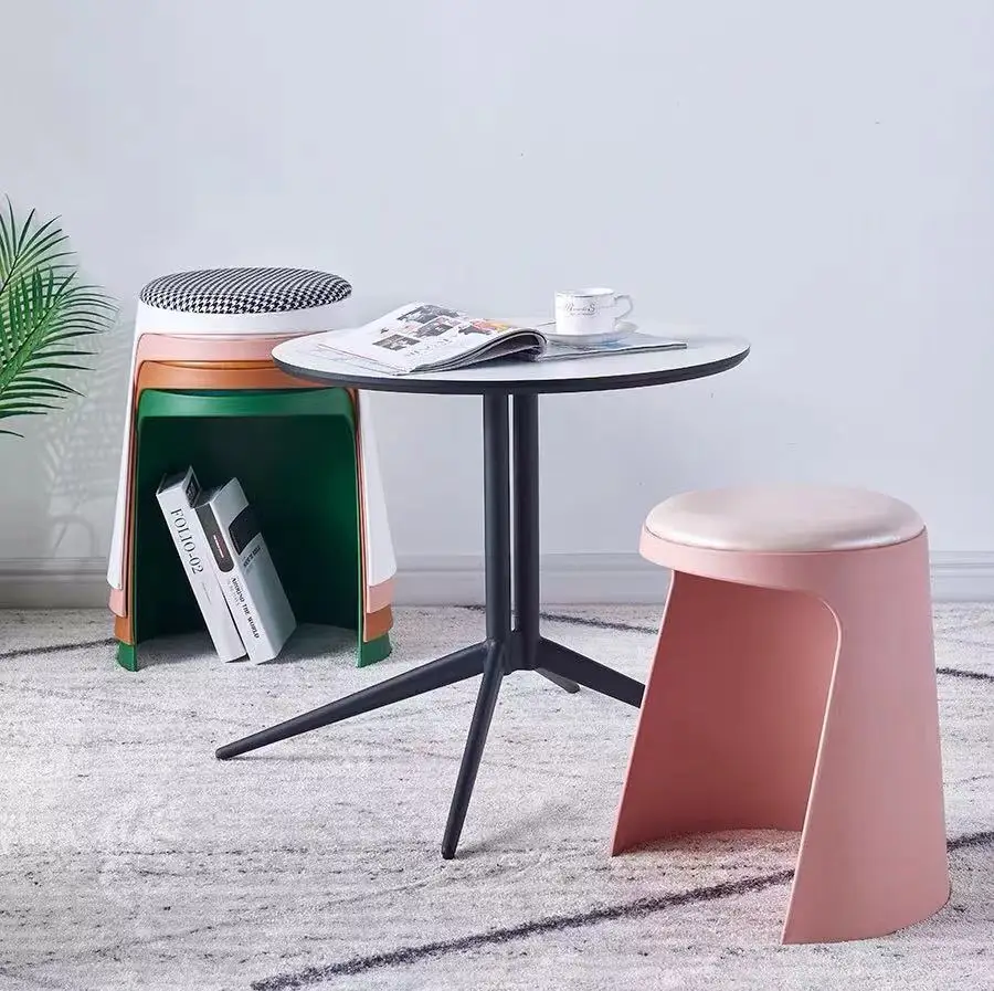 Plastic round stool Household stacking thick for living room simple cafe shop stools