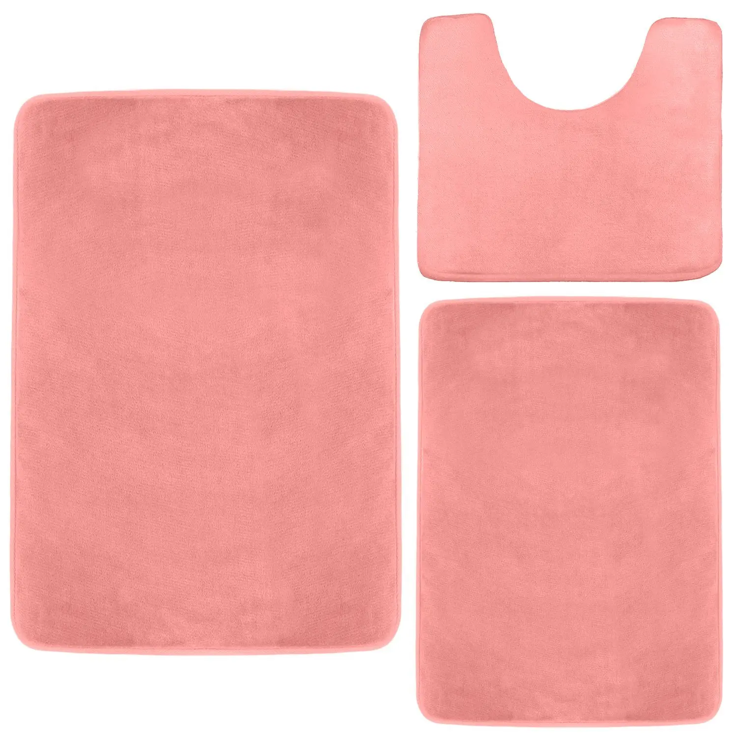 High Quality Extra Soft Velvet Non Slip Absorbent Bathroom Mats 3 Piece Memory Foam Rugs Sets