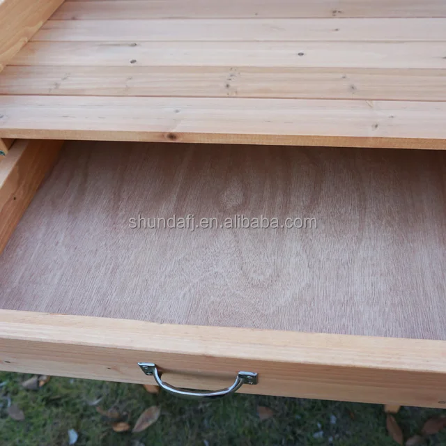SDPB004 Products Mobile Garden Potting Bench Outdoor Wood Workstation Table Tabletop Storage Shelves