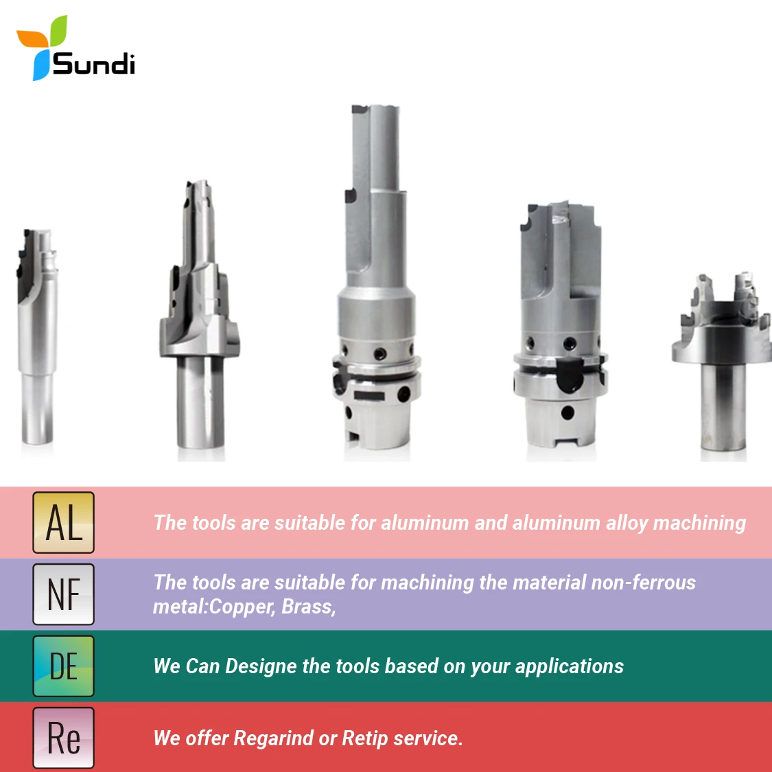 
custom-made great quality taper CNC spiral flute brazed tipped PCD reamers tools 