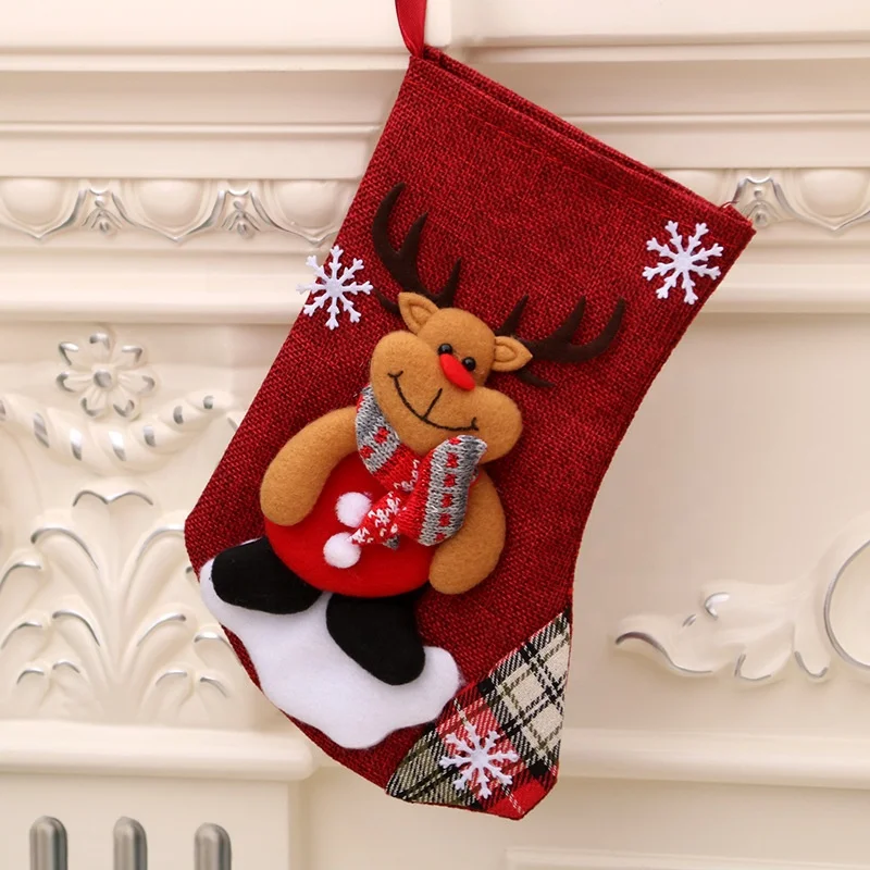 High Quality Fluffy Xmas Socks Santa Claus Christmas Socks Candy Decoration Pendant Deer Gift Packaging Socks for Kids Christmas