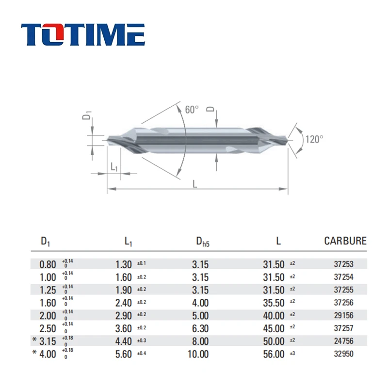 Original Swiss Tools DIXI Center Drills DIN 333A CNC Drilling Tools for Steel Aluminum machining
