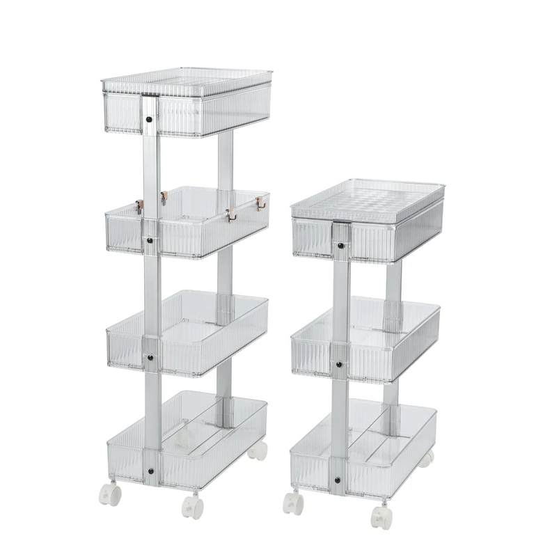 High Quality 3 Tier Rolling Cart Plastic Office Kitchen Storage Holder Rack With Wheels