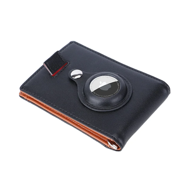 Slim Bifold Front Pocket Airtag Wallet RFID Blocking Leather Money Clip Wallet With Airtag Holder for Airtag GPS Tracker