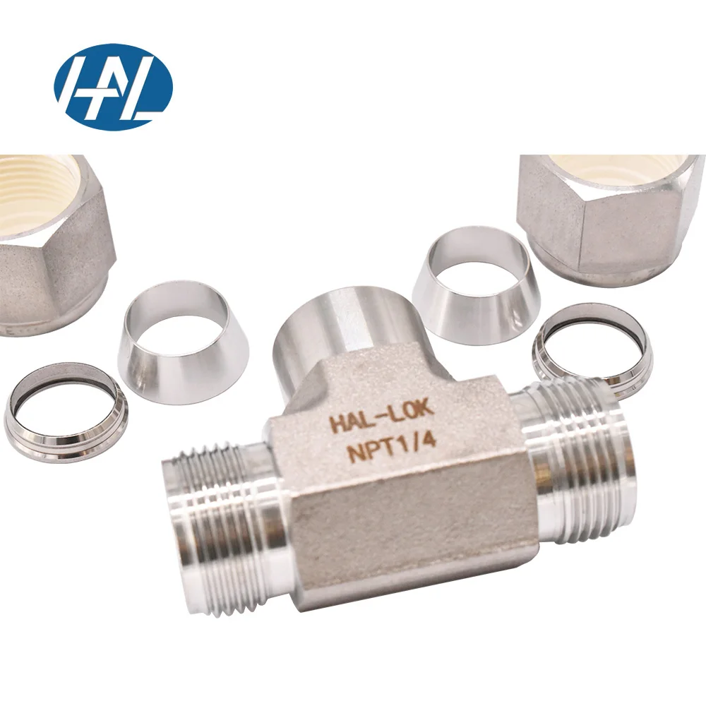 Swagelok Type Stainless Steel Double Ferrule Compression Tube Fittings Female Branch Tee NPT