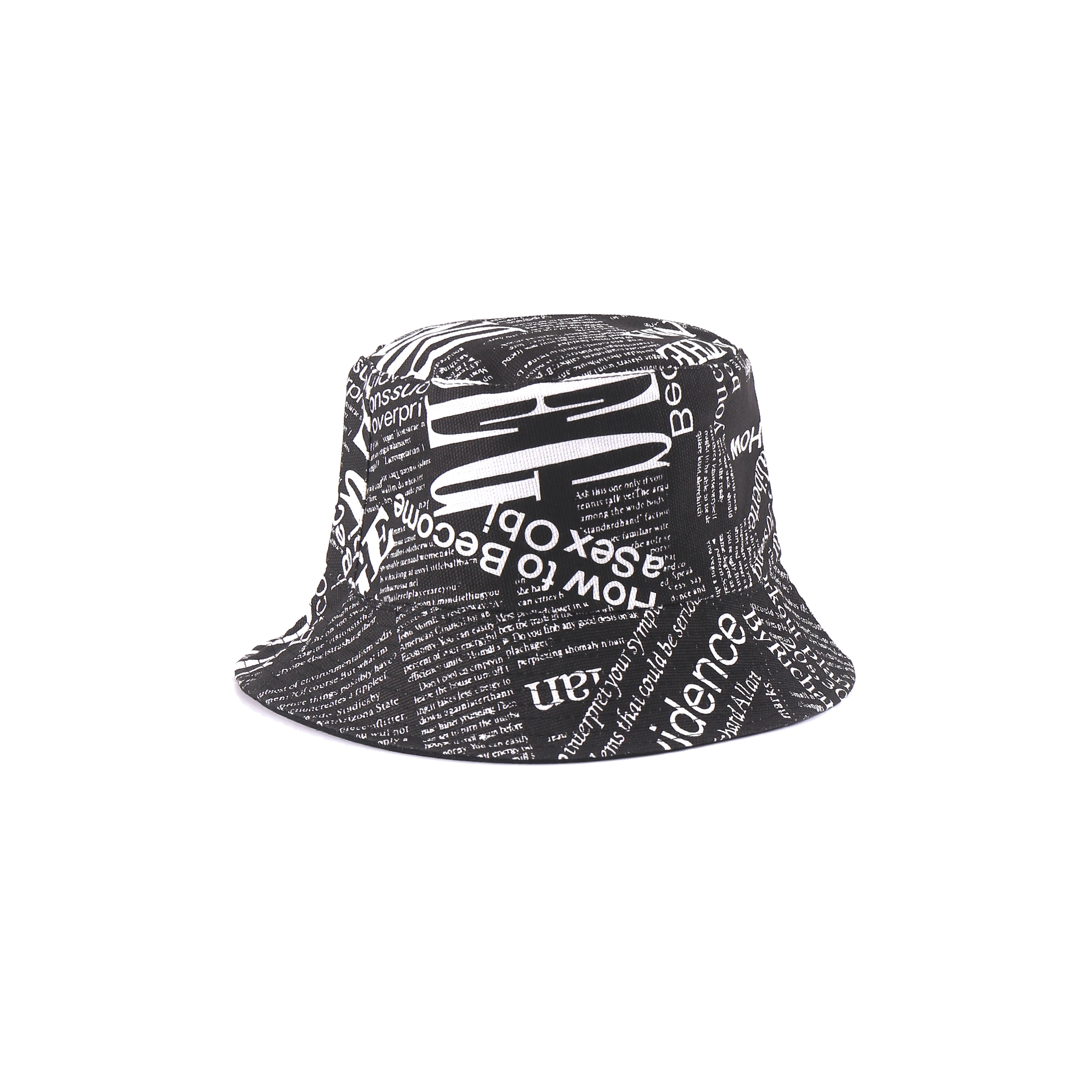 Double-sided fashion wholesale letter bucket hat cotton/polyester  Breathable hole design  bucket hat
