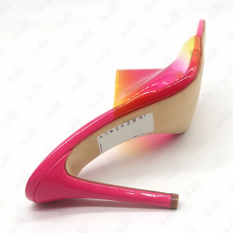 
transparent shoes women heels clear high heels pvc mules 