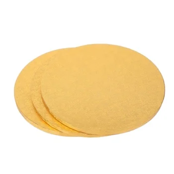 XJH Gold White Cake Drums Round 10 Inch Cake Boards Smooth Edges for Multi Tiered Birthday Wedding Party Cakes Drum Board