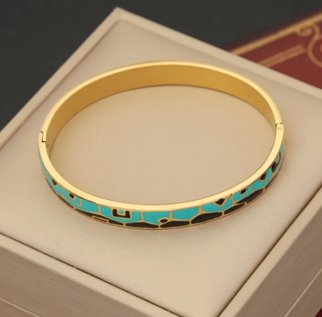 2024 new Quality Stainless Steel Multiple Design Enamel Charm Bangles Wholesale Jewelry