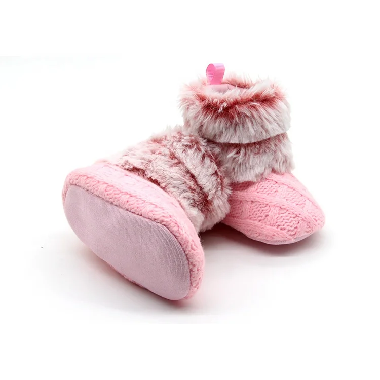 Новый дизайн, модные зимние теплые ботинки, детские розовые ботинки для новорожденных