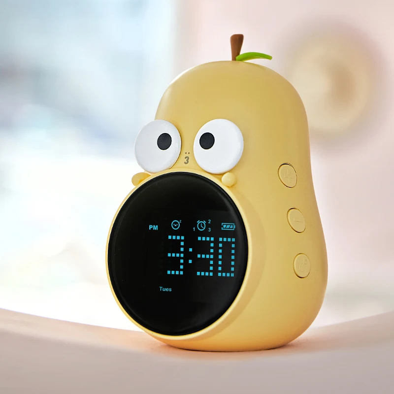 Новые Мультяшные забавные выражения утка груша будильник USB перезаряжаемый голосовой звонок Детские светодиодные настольные часы