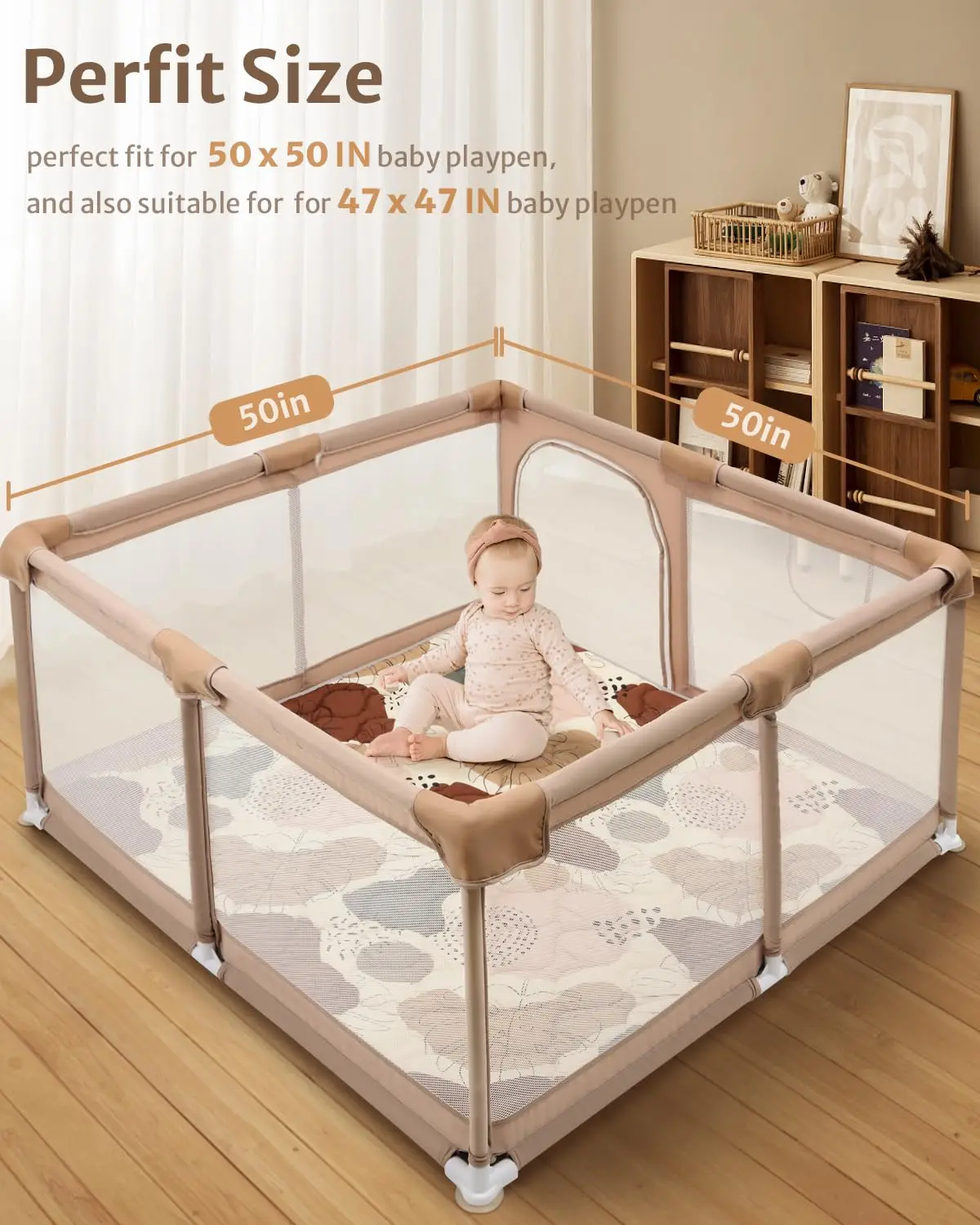 Baby Safety Mats Thick One-Piece Crawling Mat Non-Slip Cushioned Baby Play mat for Babies Toddlers Foldable Machine Washable