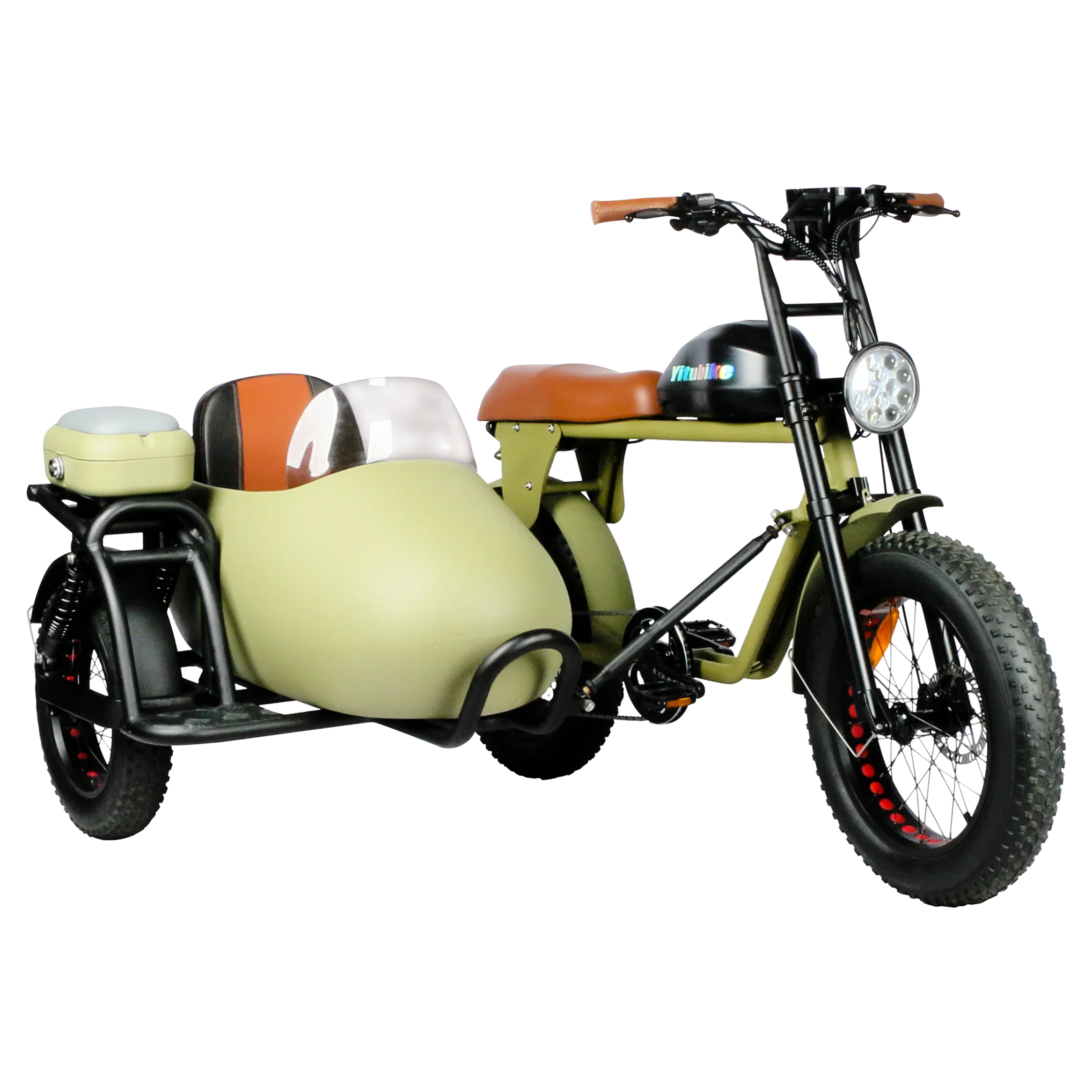 Retro Three Wheel Side Car Fat E-Bicycle Removable lithium battery e tricycle motorcycle for adult electric bike