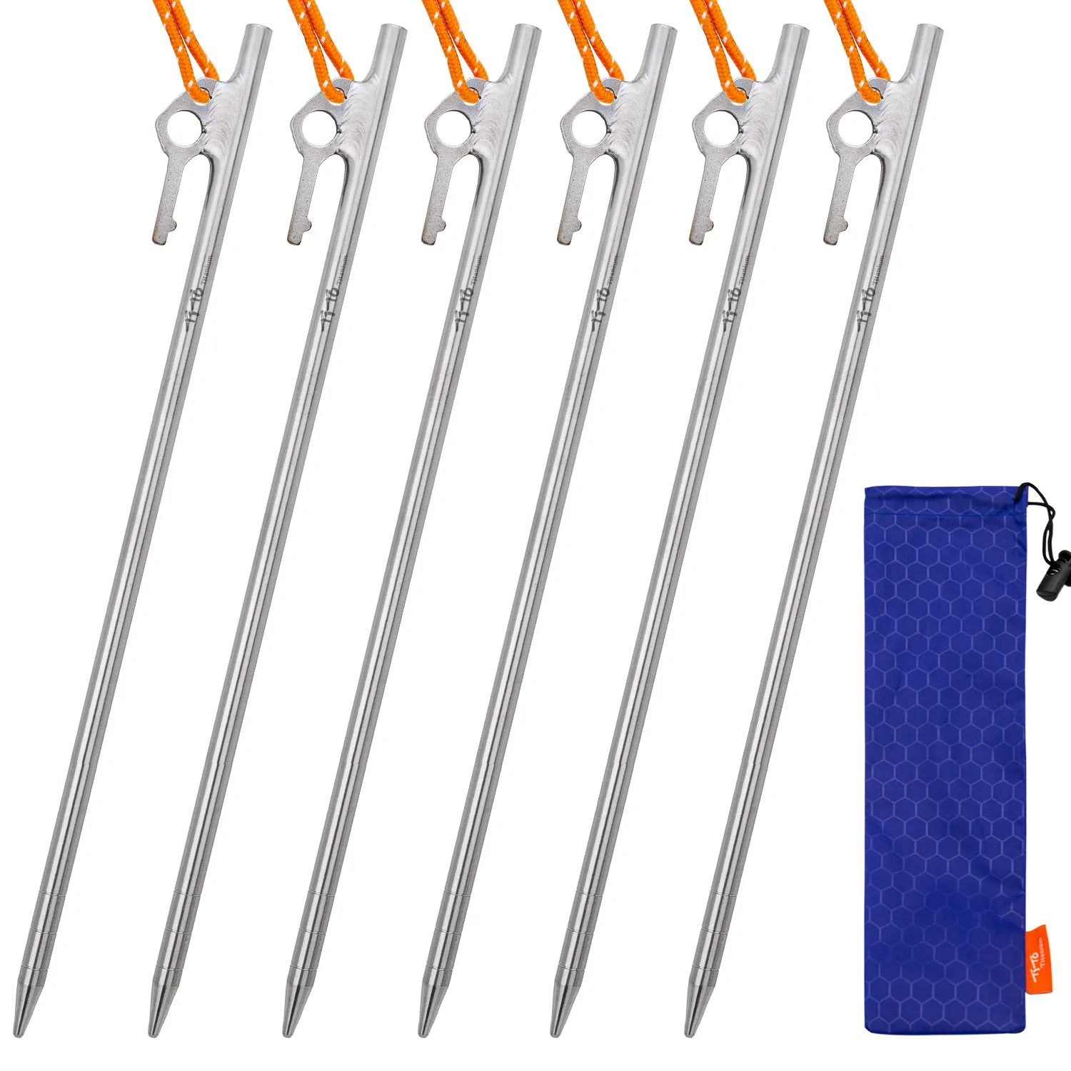 TiTo New Style  Heavy Duty Titanium Alloy Tent Pegs for Events Rooftop Tent Stakes Camping Tent Nails  Custom Logo 30cm