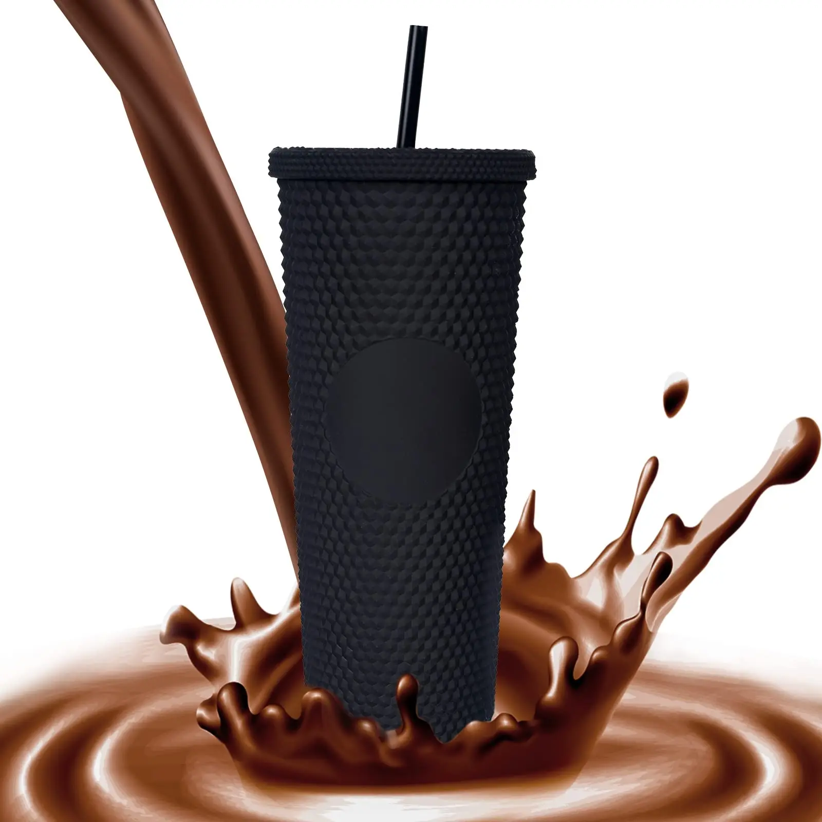 24Oz Diamond Durian Cup With Lid And Straw, 710ml Cold Studded Cold Tumbler Water Cups For Iced Coffee