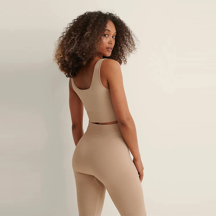 Hot Selling Custom Neckline Bottom Hem  Crop Top Vest Unpadded Cups Backless Ribbed Women Tank Top