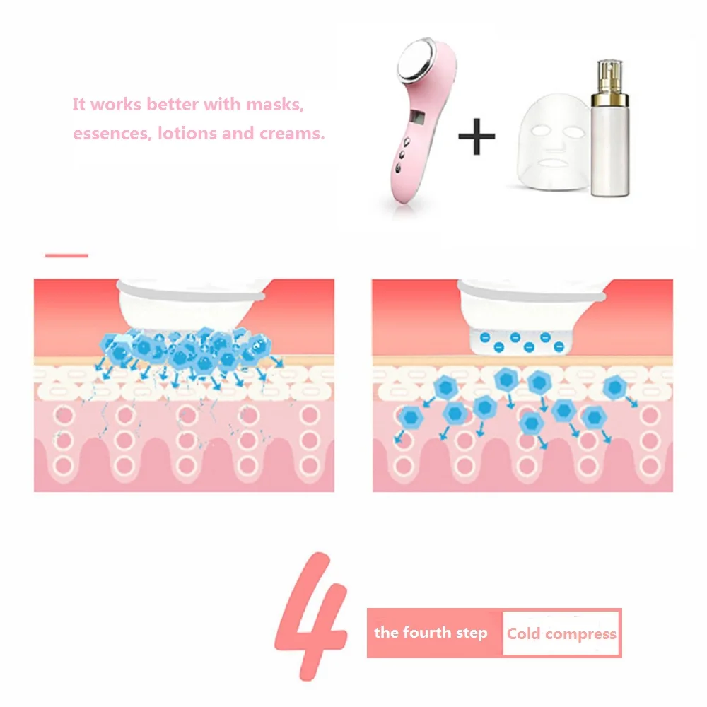 Hot And Cold Ultrasonic Anti Aging Face Beauty Device For Wrinkle Removal Facial Toning