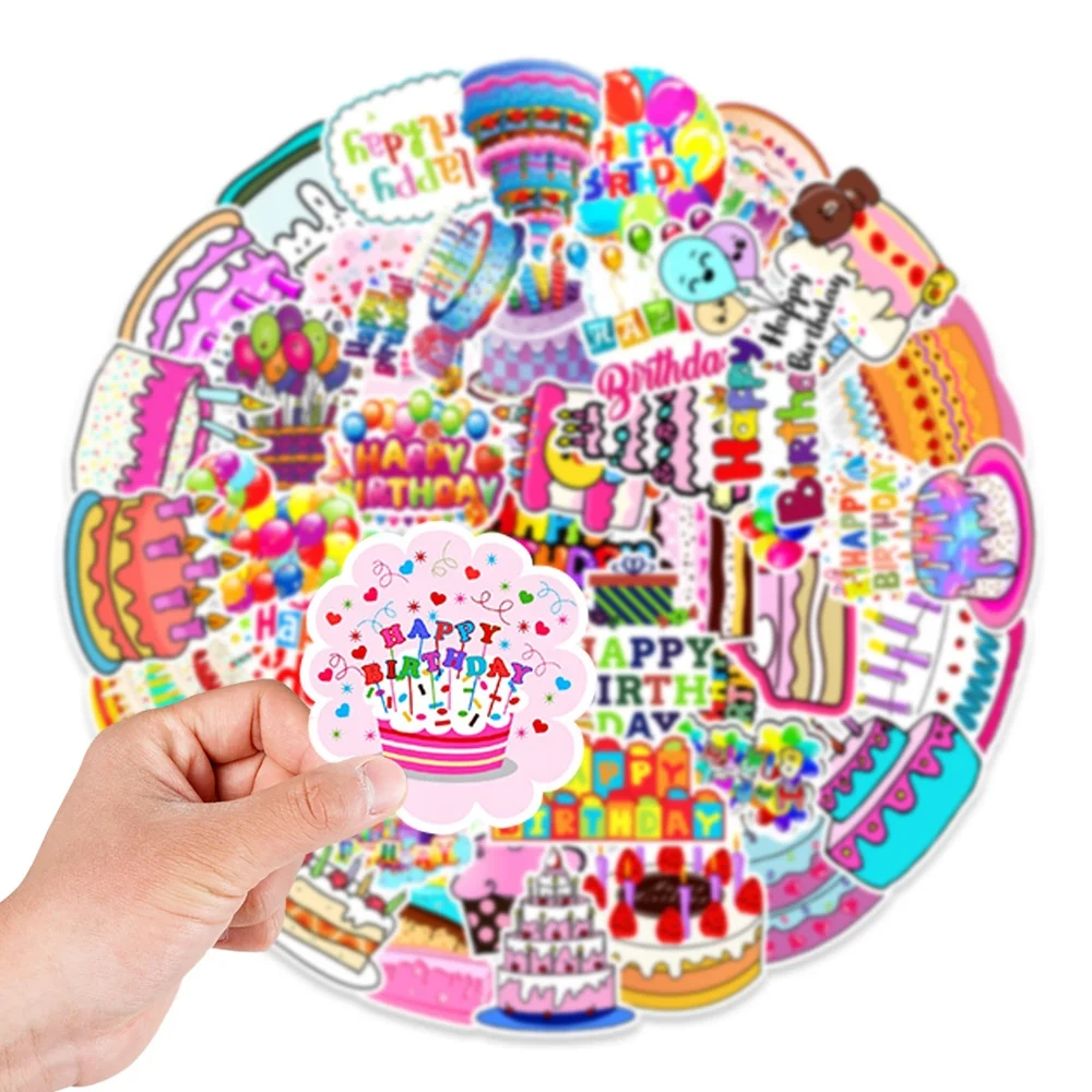 Happy Birthday Stickers for Kids Vinyl Waterproof Cute Birthday Party Stickers for Decoration Scrapbook Coffee Journals
