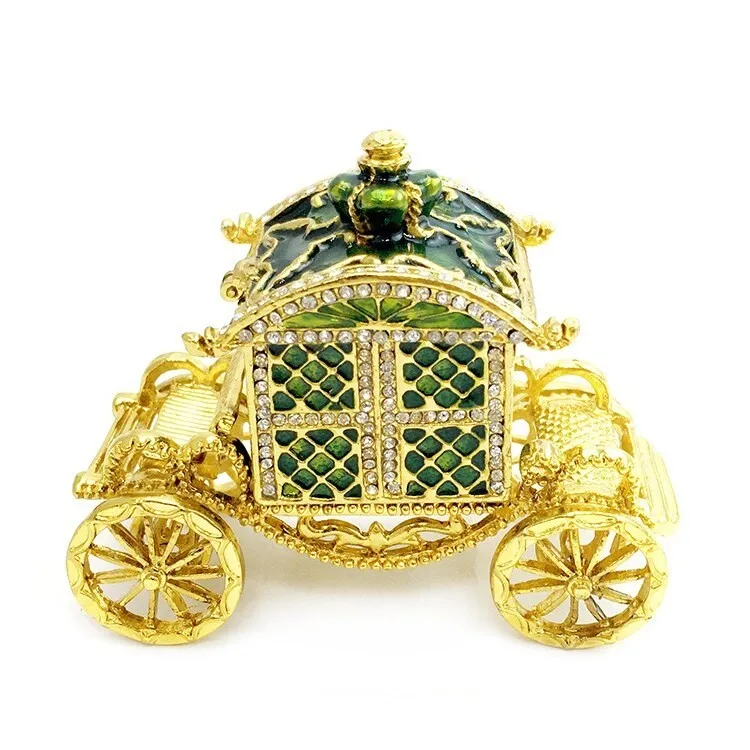 2020 Gold carriage trinket box wedding jewely ring box bejeweled trinket box bling crystal jewelry birthday gifts