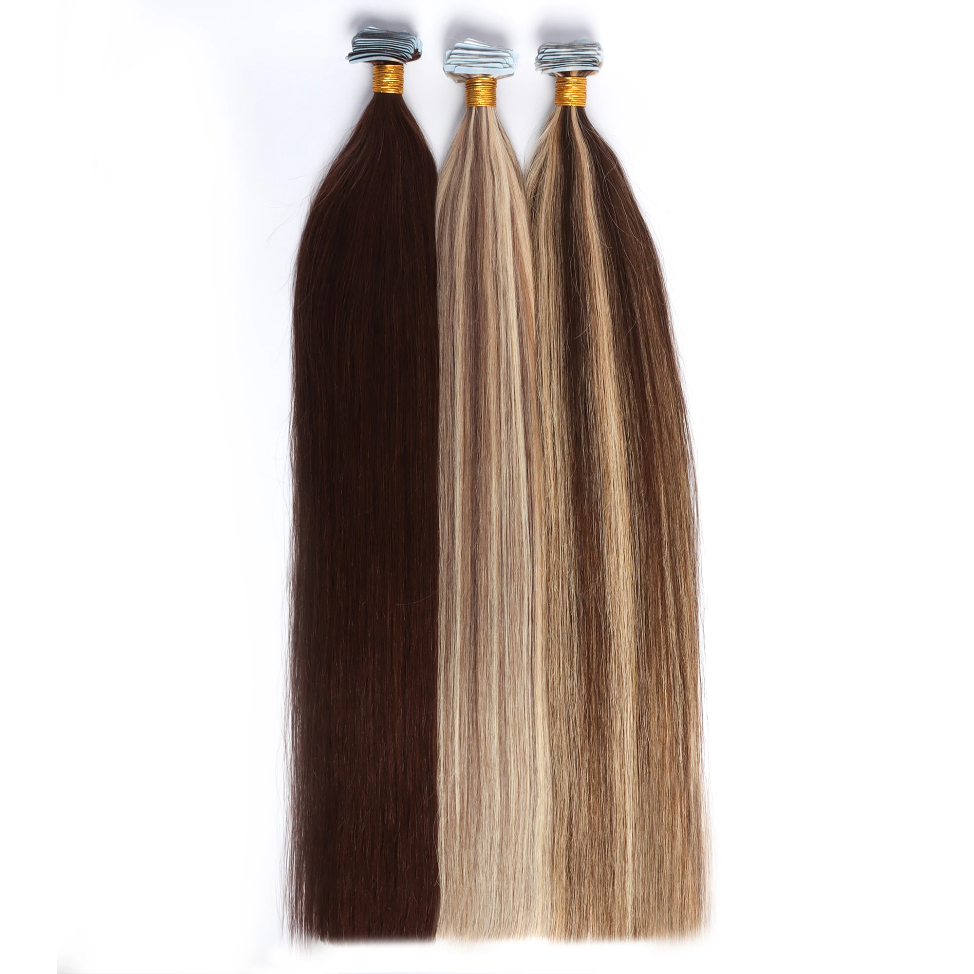 Luxury 12A European Injected Tape Ins Virgin Cuticle Aligned Piano Color Human Hair Invisible Tape in Hair Extension