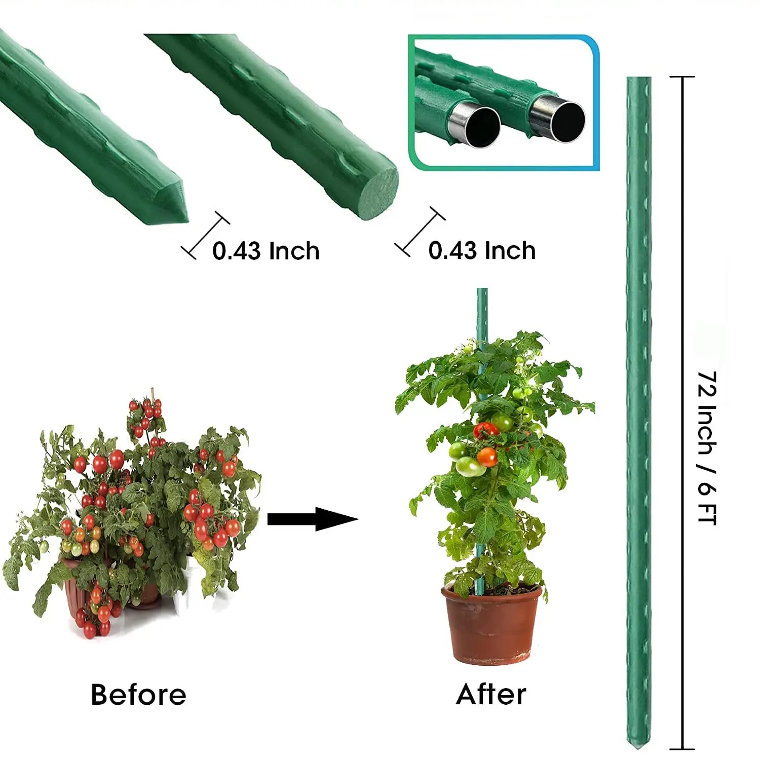 Plant Stakes Garden Tomato Sticks Supports for Potted Cucumber Strawberry Bean