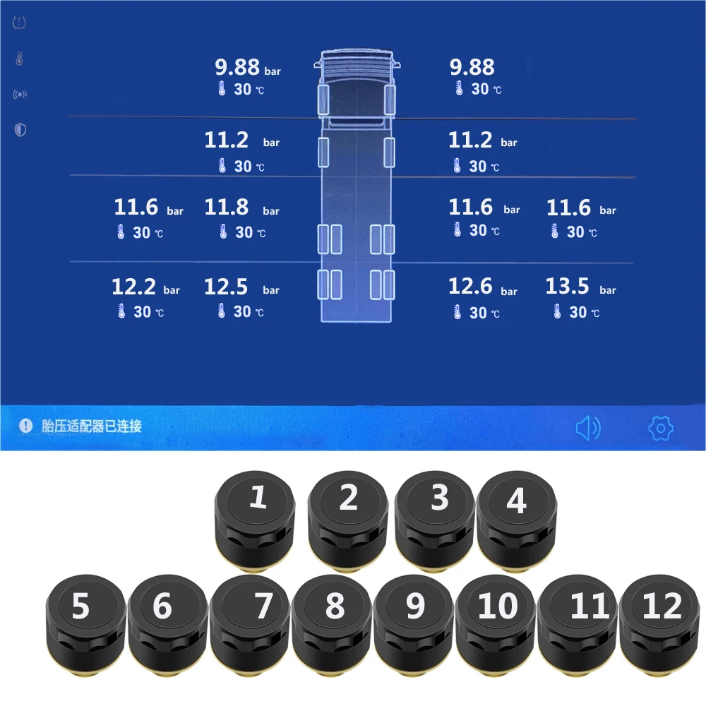 USB Android car 6 8 12 колес TPMS для автомобиля Радио DVD плеер система контроля давления в шинах запасные шины внутренний внешний датчик