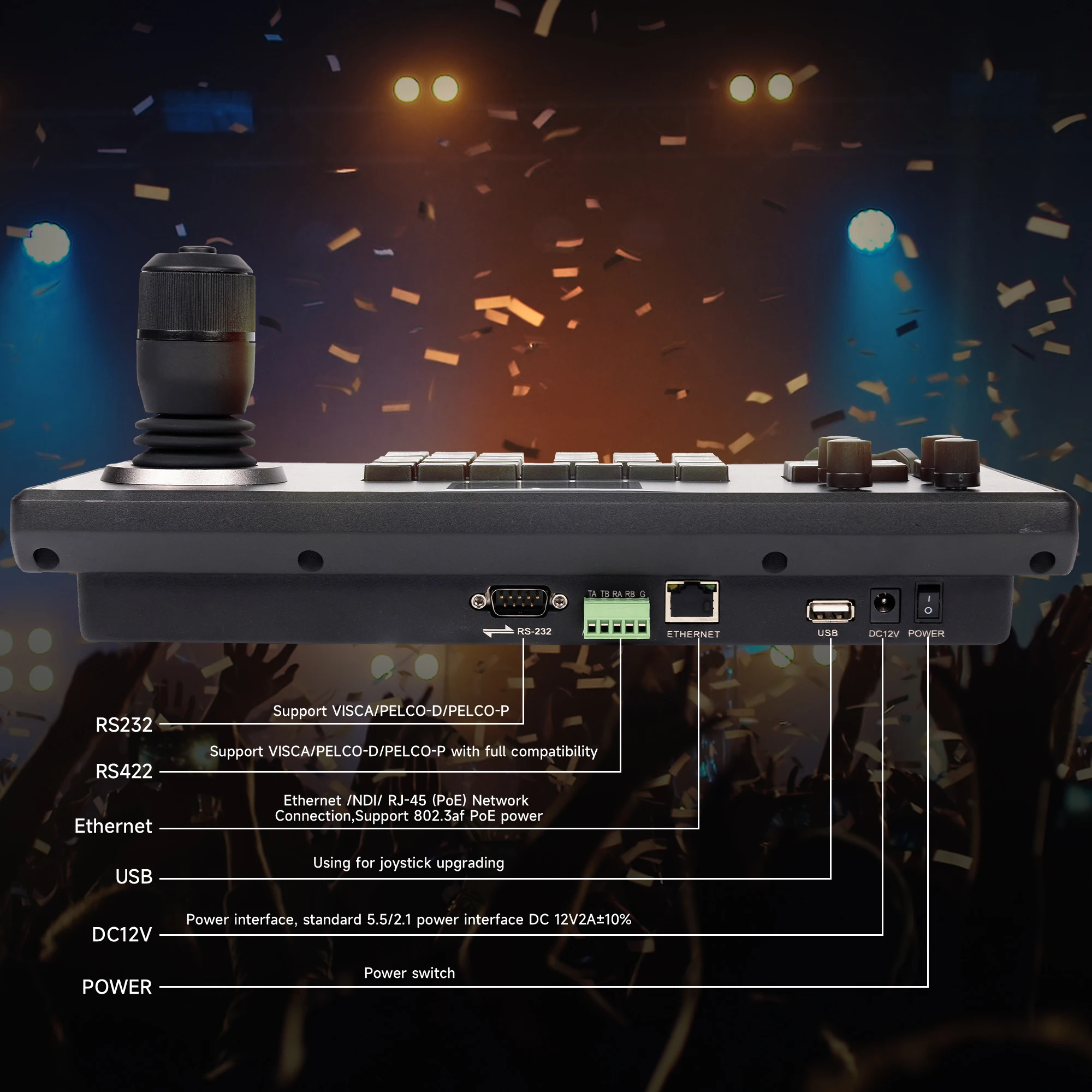 Tenveo video conference system VL12U+KB200 ptz optics 12x camera 8.29MP HDMI, USB3.0 C, RJ45 and 4D joystick controller for live