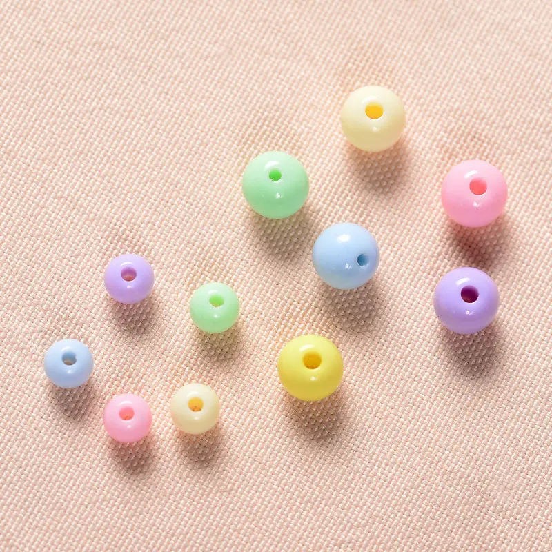 
Wholesale 4mm to 30mm perforated or non-perforated jewelry accessories DIY acrylic solid color other loose beads 