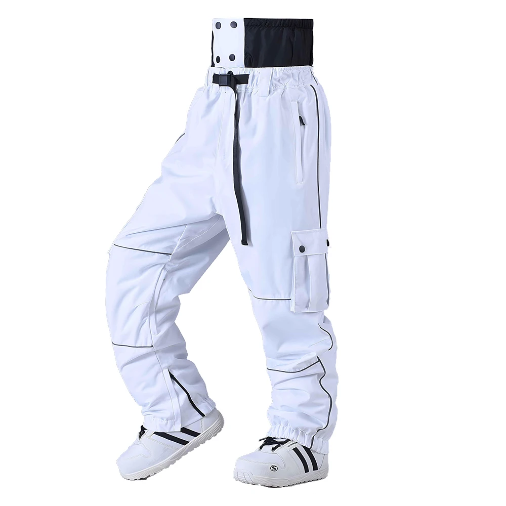 High Quality Winter Baggy Ski Pants with Custom Logo Waterproof Breathable Windstopper Snow Bibs Warm Snowboard Wear Wholesale