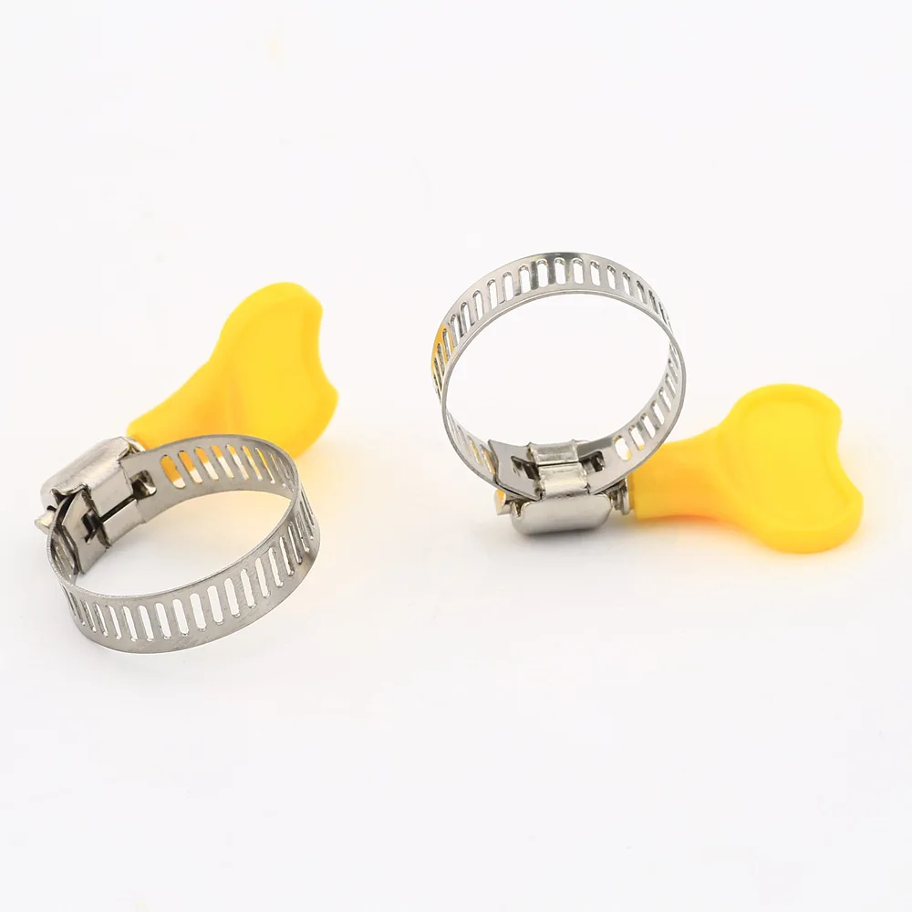 Small American Style Hose Clamp with Butterfly Plastic Key  Adjustable Handle Turn Key