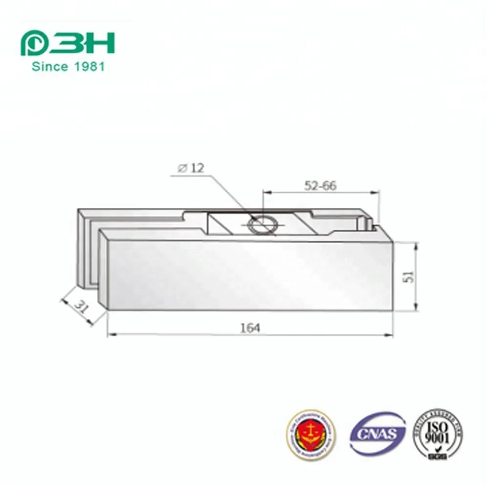 3H Factory Hot Sale High Qluality Stainless Steel 304 Glass Door Upper Patch Fittings Hinge for Bathroom Office Building