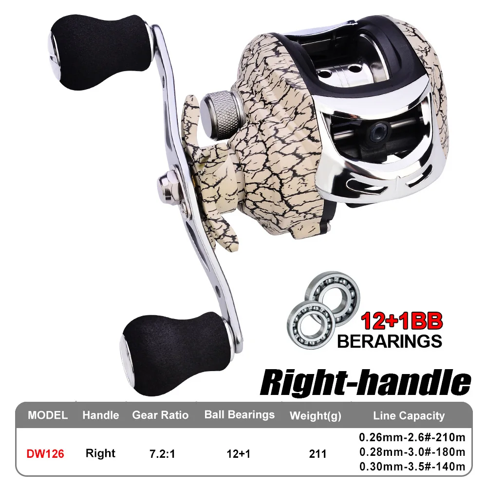 JETSHARK Fishing Reel 12+1BB 7.2:1 Fishing Reels Double line cup 10kg Max drag BaitCasting Reel