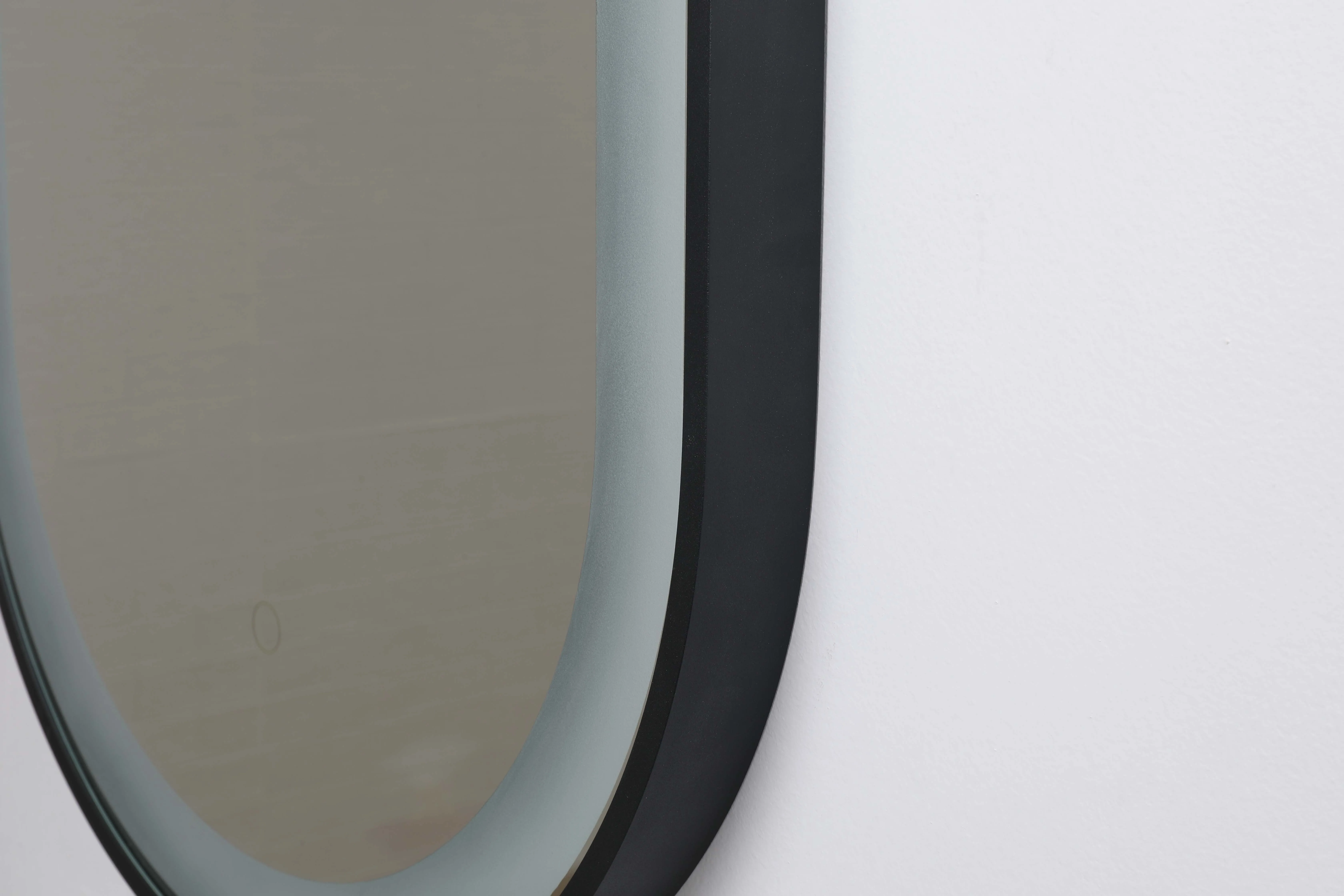 
UL List 3000K Warm Light Rail Style Aluminum Black Frame Touch Screen LED Backlit Bathroom Mirror For Hotel Using 