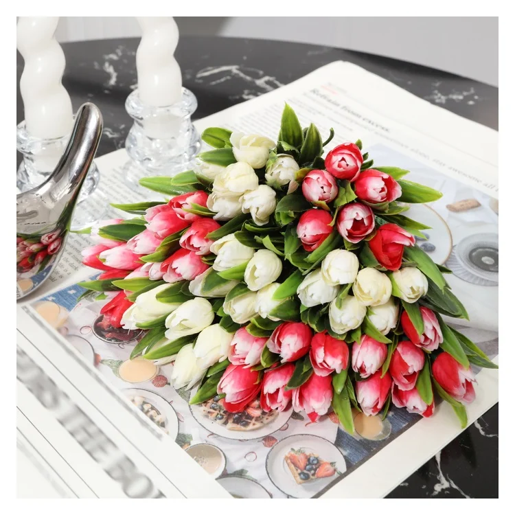 C-1264 Real Touch  Artifical Flower Tulip Bouquet With Different Color As Diy Gifts For Home Decor