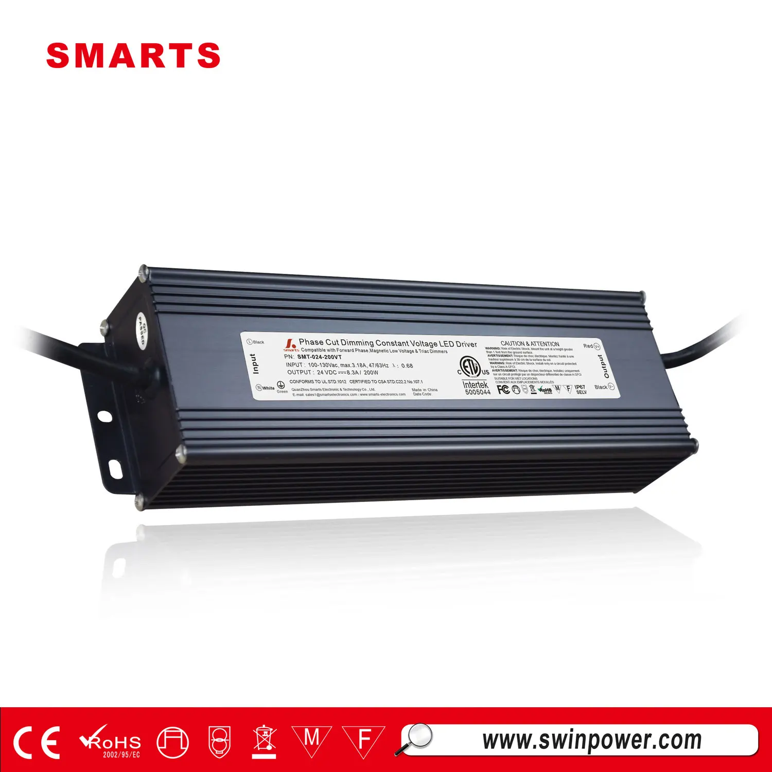 24v 200W waterproof triac dimmable constant voltage dimmable led driver