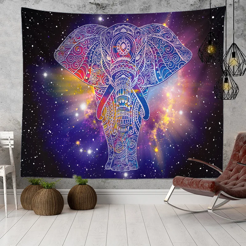 Wholesale Custom Large Size Printing Psychedelic Elephant Designs Wall Hanging Indian Mandala Tapestry