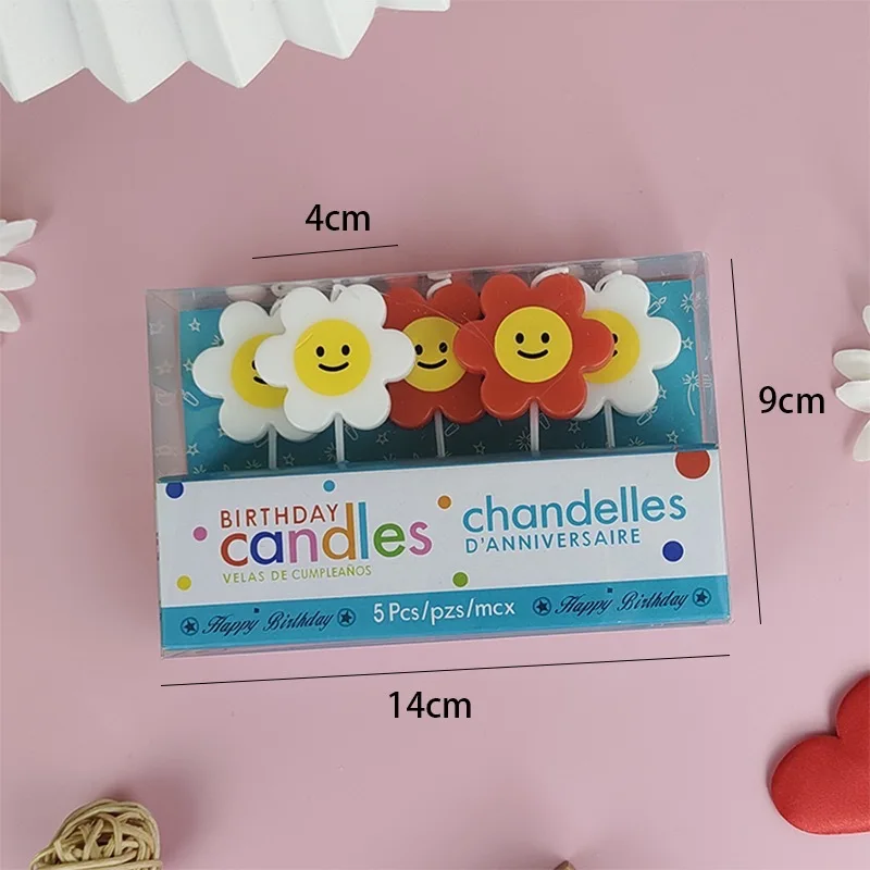 Five beautiful flower candles creative girl birthday party candles