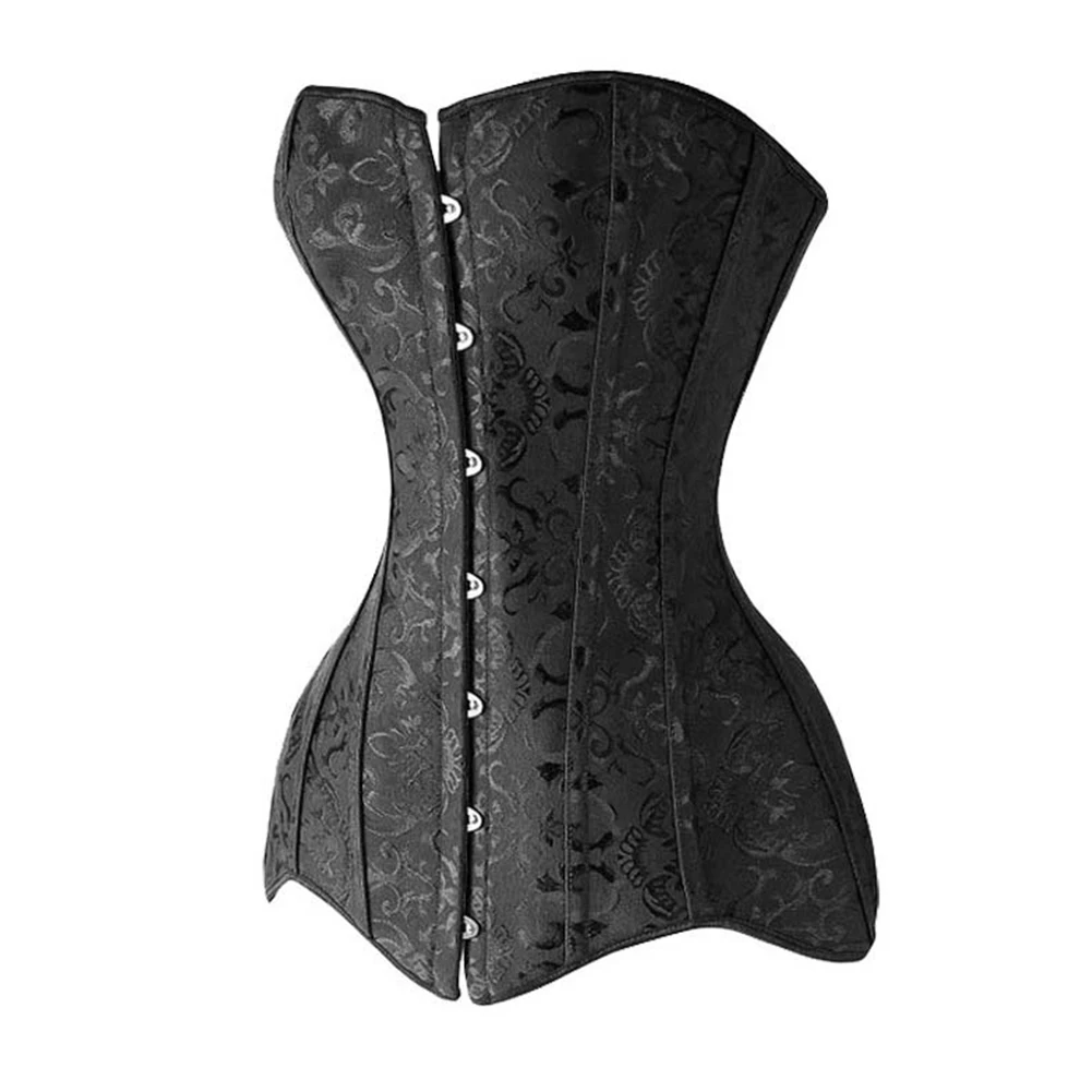 Women Plus Size Sexy Waist Trainer Shapewear Leather Strap Steel Gothic Corsets and Bustiers Long Line Corset Overbust