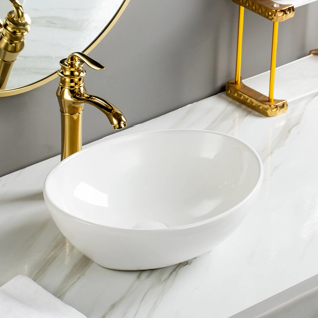 Bathroom White Basin Table Top Wash Basin Vasque Countertop Vessel Sink Ceramic Art Sink